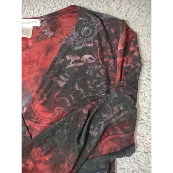 Vintage Y2K XL Red Black Whimsygoth Goth Tunic Front Tie Stretchy Long - Picture 2 of 16